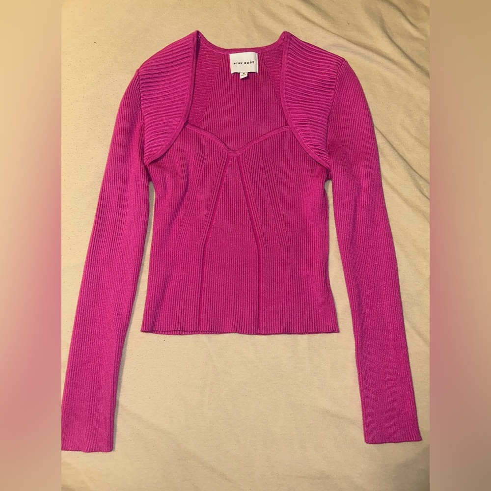 Pink Rose Women's Sweater - Vibrant Pink